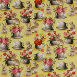 Coton imprimé - Prendre le thé - 003 - Jaune Vif