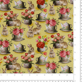 Coton imprimé - Prendre le thé - 003 - Jaune Vif