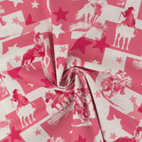 Printed Cotton - Cowgirl - 001 - White & Pink