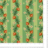 Coton imprimé - Champs de fraises - 002 - Menthe
