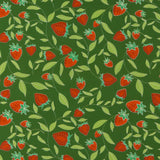 Coton imprimé - Champs de fraises - 003 - Vert