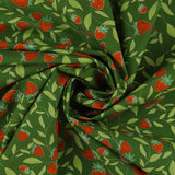 Coton imprimé - Champs de fraises - 003 - Vert