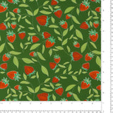 Coton imprimé - Champs de fraises - 003 - Vert