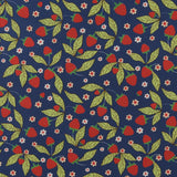 Coton imprimé - Champs de fraises - 004 - Marine