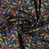 Coton imprimé - Champs de fraises - 004 - Marine
