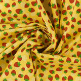 Coton imprimé - Champs de fraises - 005 - Jaune