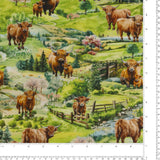 Coton Imprimé - Pays des Highlands - 001 - Vert