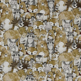 Coton imprimé - 1-2-3 animaux coordonnés - 001 - Naturel