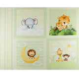 Panneau de Coton Imprimé - COPAINS DE BÉBÉ - 36 x 44 po (90 x 112 cm) - Vert Pâle