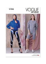 V1945 MISSES' KNIT TOPS AND LEGGINGS IN TWO LENGTHS