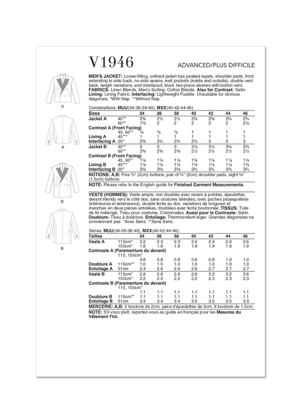 V1946 MEN'S JACKET 1946 (40-42-44-46)