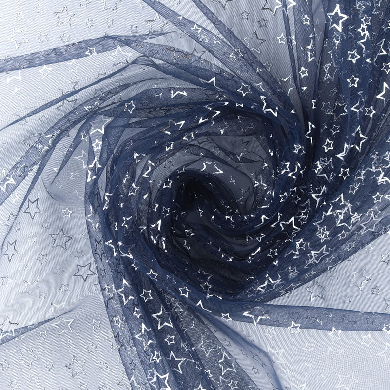 Tulle étoilé - Minuit/Argent