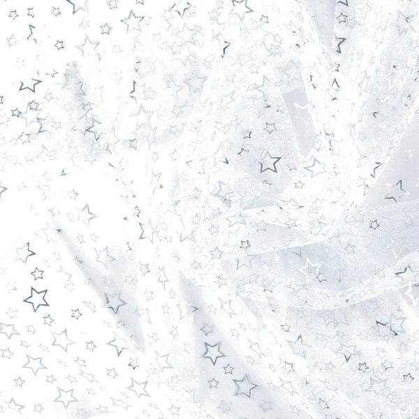 Tulle étoilé - Blanc/Argent