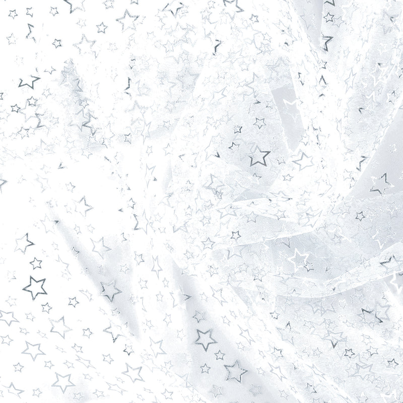 Tulle étoilé - Blanc/Argent