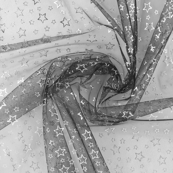 Tulle étoilé - Noir/Argent