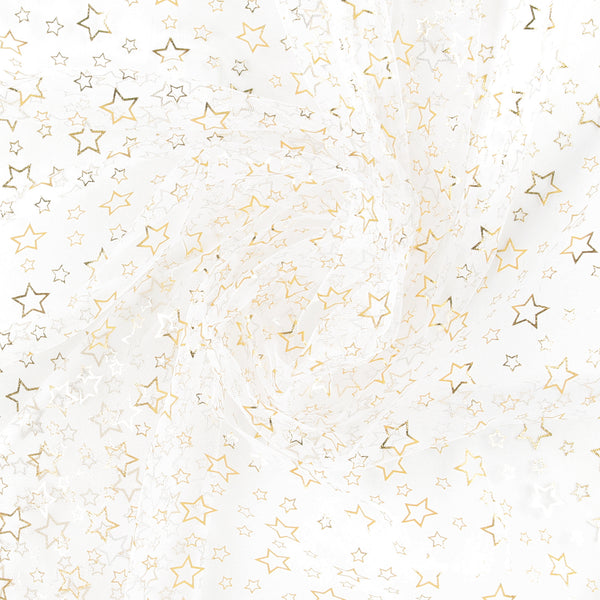 Tulle étoilé - Blanc/Or