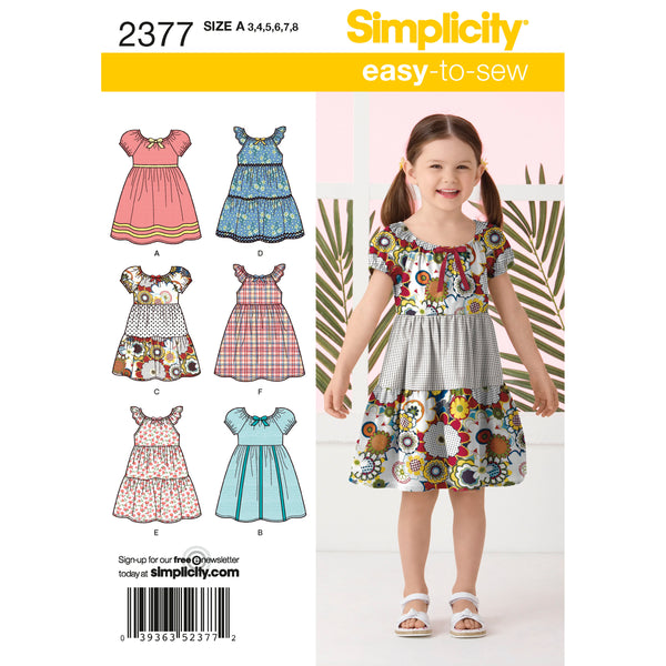 Simplicity S2377 Child's Dresses (3-4-5-6-7-8)