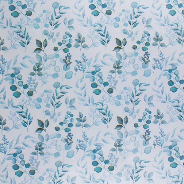 Home Decor Fabric - Tablecloth Vinyl - Leafs - Teal