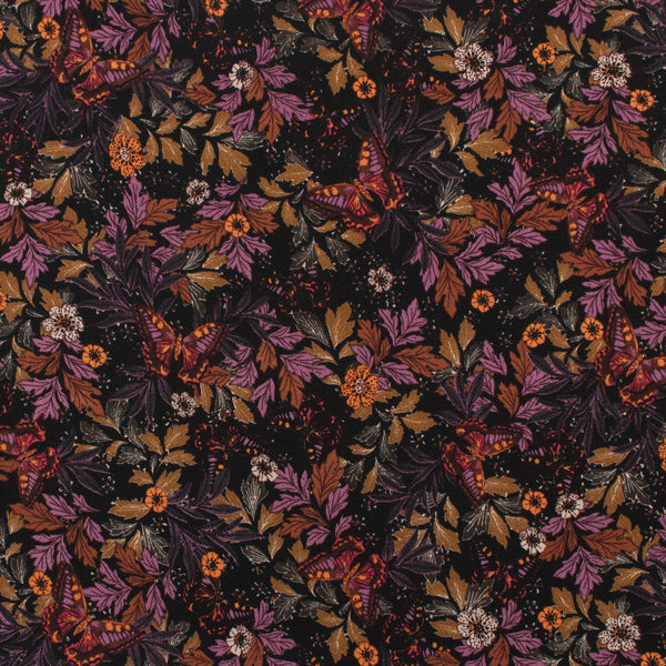 Crêpe imprimé - ROTTERDAM - 006 - Noir et Mauve