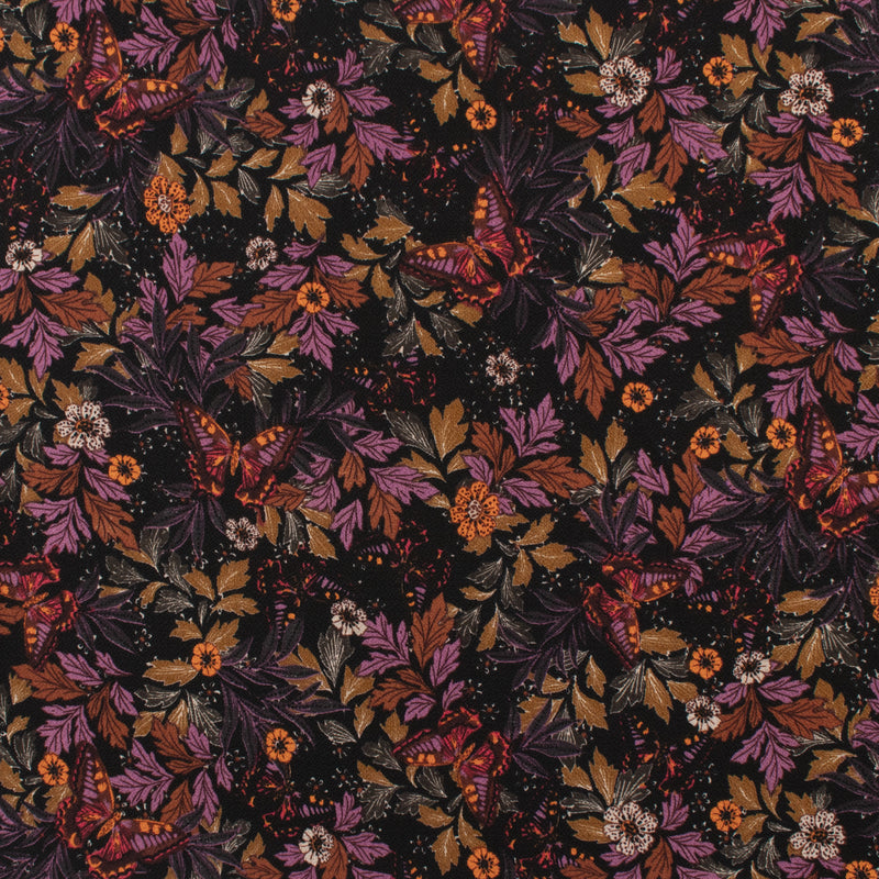 Crêpe imprimé - ROTTERDAM - 006 - Noir et Mauve