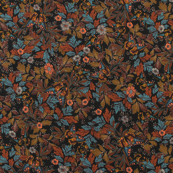 Printed Crepe - ROTTERDAM - 007 - Black & Teal