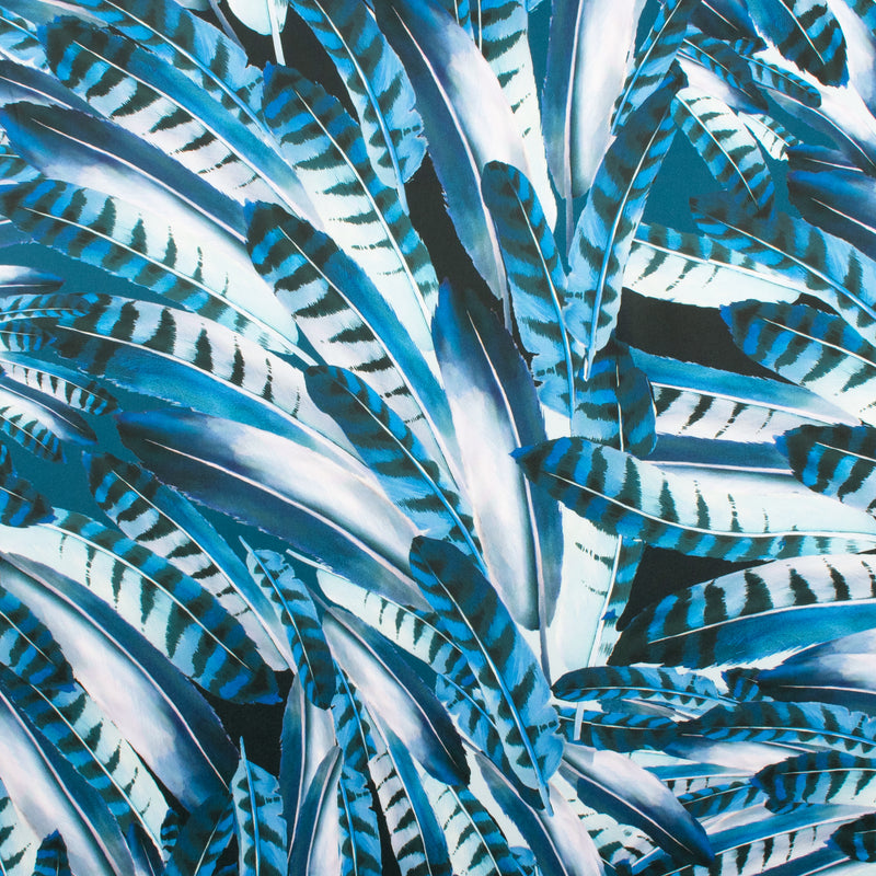 Satin imprimé - CLARISSA - 002 - Bleu Foncé