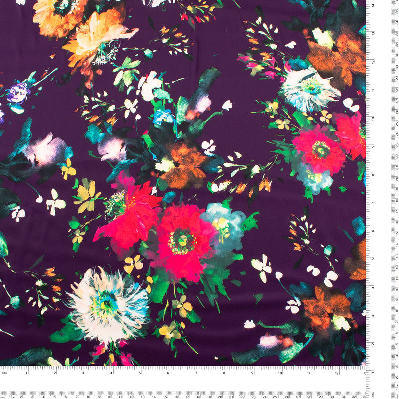 Satin imprimé - CLARISSA - 006 - Aubergine