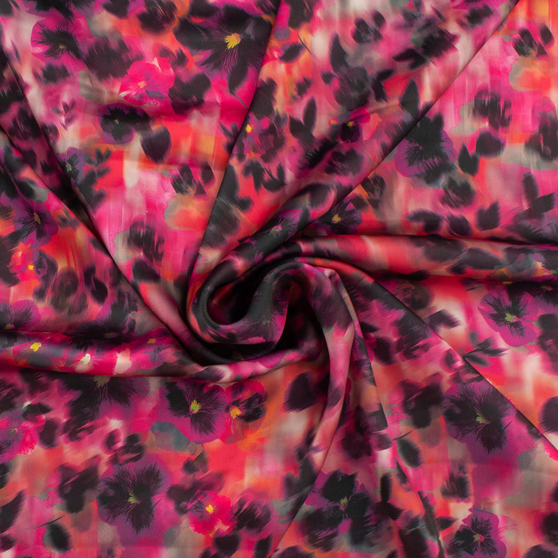 Satin imprimé - CLARISSA - 007 - Rose