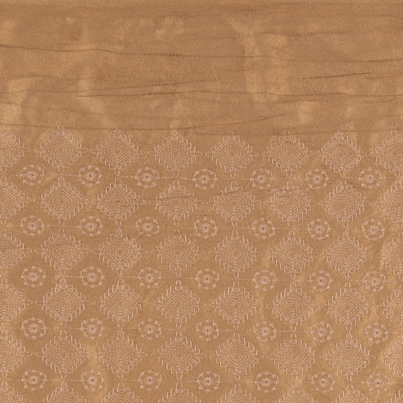 Embroidered Faux Suede - ACADEMY - 001 - Camel