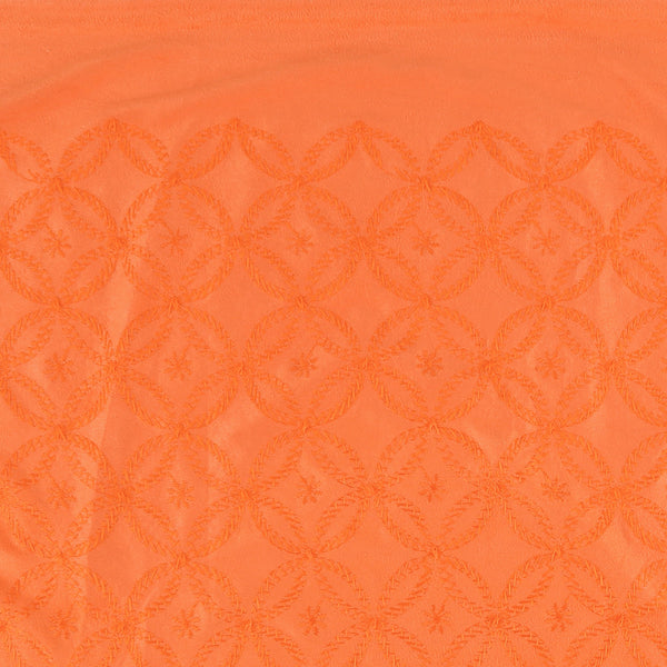 Embroidered Faux Suede - ACADEMY - 003 - Tangerine