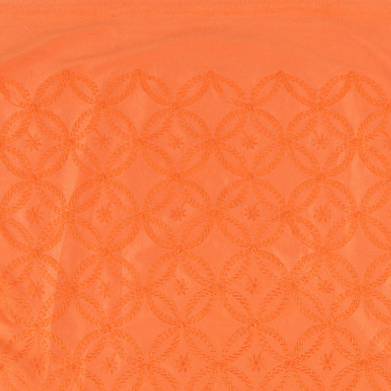 Embroidered Faux Suede - ACADEMY - 003 - Tangerine