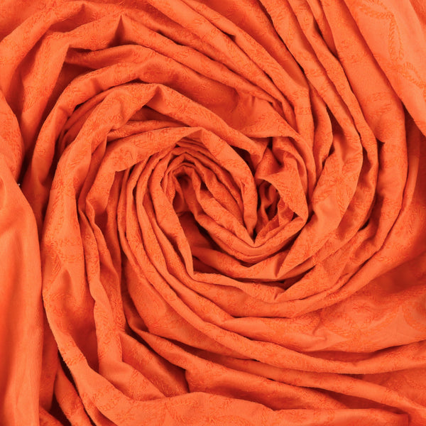 Embroidered Faux Suede - ACADEMY - 003 - Tangerine