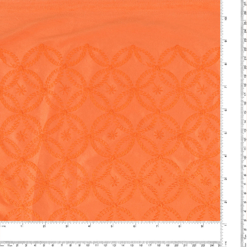 Embroidered Faux Suede - ACADEMY - 003 - Tangerine