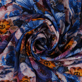 Printed Stretch Rayon Poplin - MILA - 003 - Blue