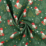 Coton Imprimé de grande largeur - VILLAGE DES FÊTES - 002 - Vert
