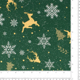 Wide Width Printed Cotton - HOLIDAY TOWN - 007 - Green