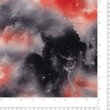 Tricot imprimé et brossé - <DAHLIA> - 002 - Noir/Rouge