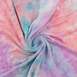 Tricot imprimé et brossé - <DAHLIA> - 004 - Bleu Pâle/Rose