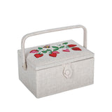 Medium Sewing Basket - Embroideried Strawberries