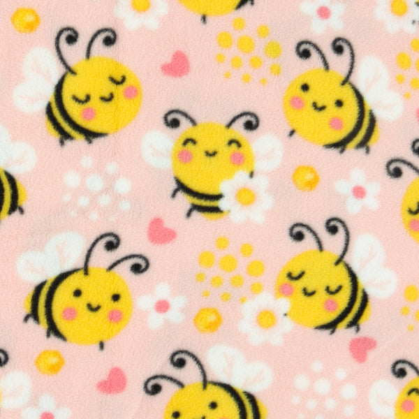 Mountain Fleece Prints Baby - Happy Bees - 018 - Coral