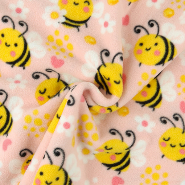 Mountain Fleece Prints Baby - Happy Bees - 018 - Coral