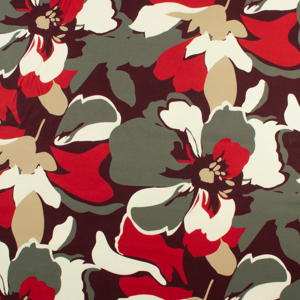 Crêpe scuba imprimé - NORA - 001 - Prune