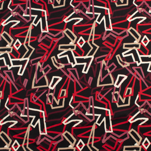 Crêpe scuba imprimé - NORA - 003 - Noir