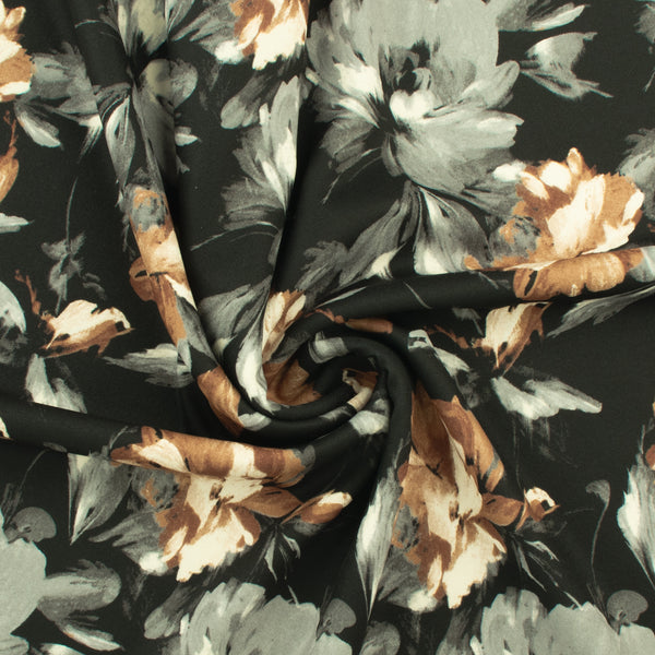 Crêpe scuba imprimé - NORA - 007 - Noir