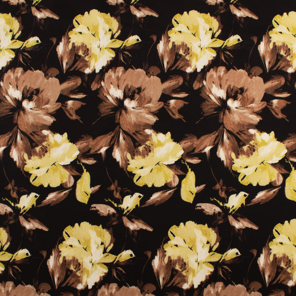 Crêpe scuba imprimé - NORA - 008 - Noir