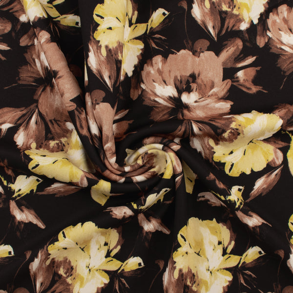 Crêpe scuba imprimé - NORA - 008 - Noir