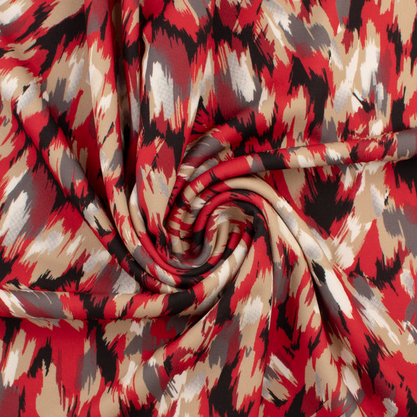 Crêpe scuba imprimé - NORA - 010 - Rouge