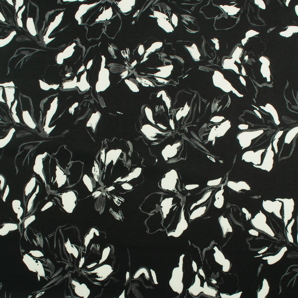 Crêpe scuba imprimé - NORA - 012  - Noir