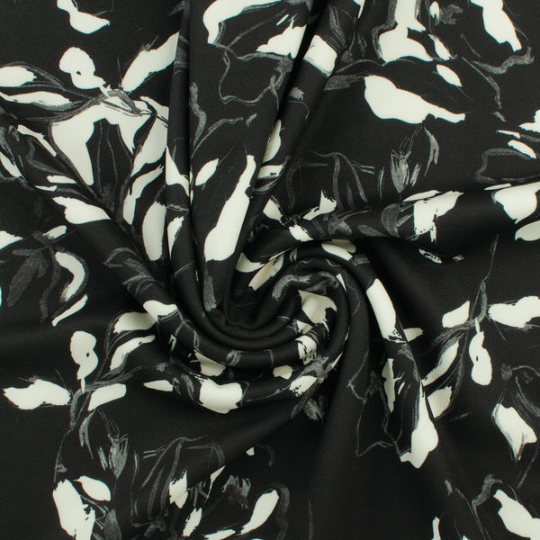 Crêpe scuba imprimé - NORA - 012  - Noir