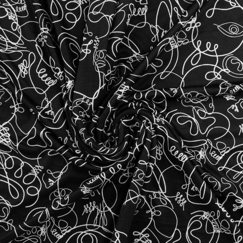 Tricot imprimé - ARIELLE - 003 - Noir